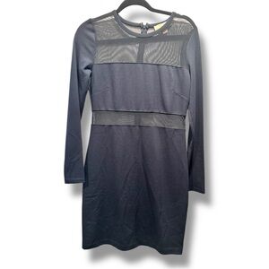 Michael Kors Navy Mesh Panel Sheath Dress Size Small Long Sleeve Bodycon